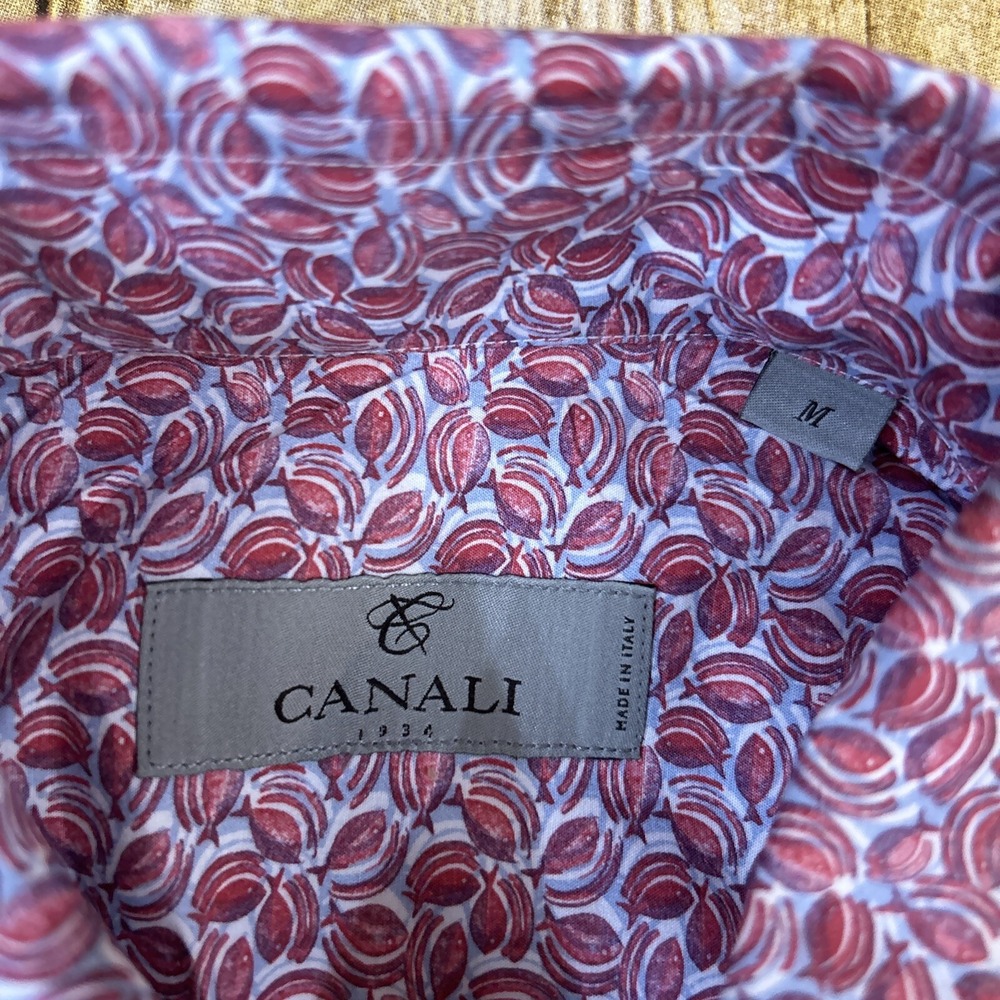 Canali 1934 Dress Shirt Medium Button Down Up Geometric Pattern - Picture 4 of 6